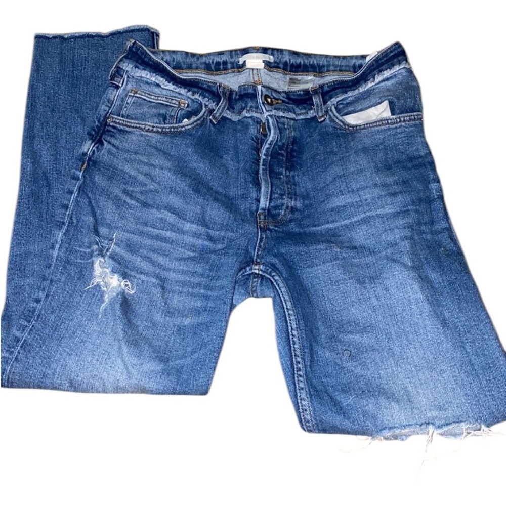 H&M Blue Distressed Jeans Women’s Size 14 – Classic Denim